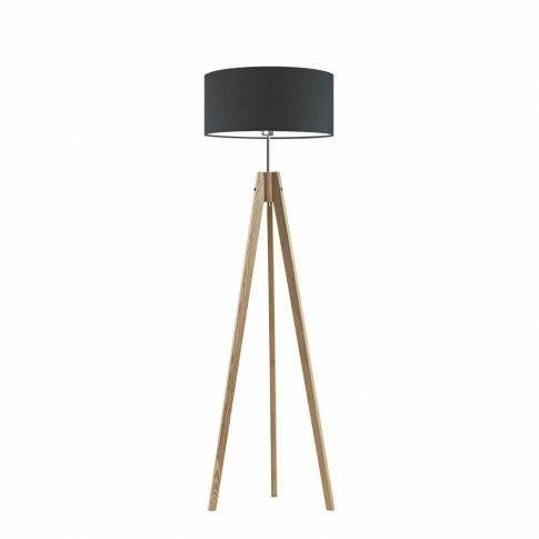 Lampa podłogowa HAITI abażur grafitowy stelaż dąb