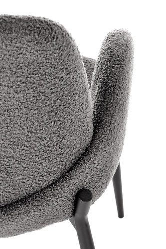 Krzesło tapicerowane Perrol boucle szare z podłokietnikami do jadalni nowoczesne Intesi