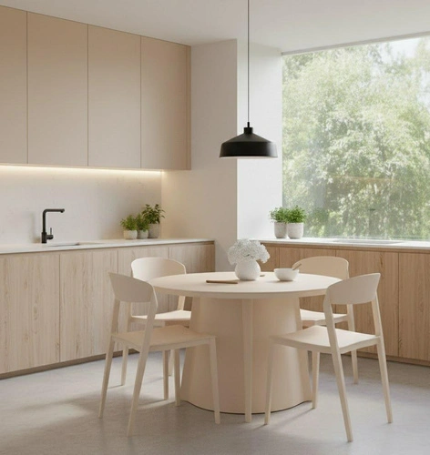 Krzesło Ribbon beżowe z tworzywa nowoczesne krzesło do jadalni i kuchni