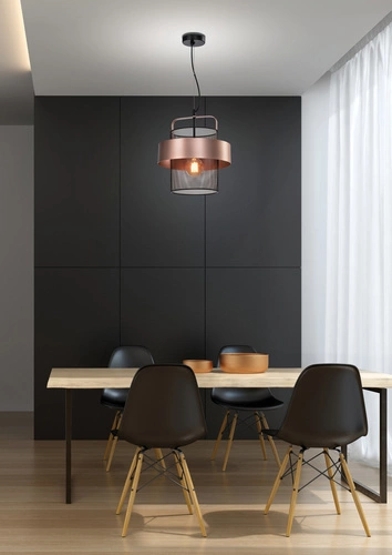 Lampa wisząca Fiba nowoczesna miedziano-czarna do salonu kuchni lub nad stół 30 cm