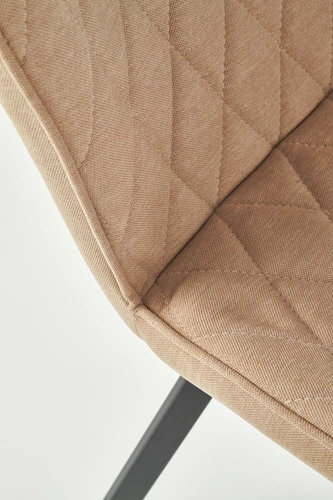 Krzesło tapicerowane Vermont beżowe do jadalni i salonu nowoczesne z czarnymi nogami Intesi