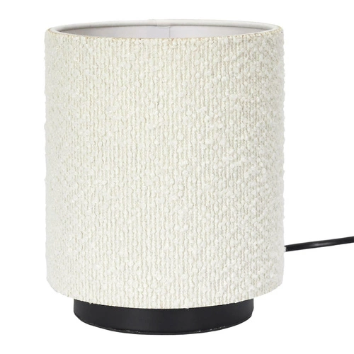 Lampka nocna do sypialni Intesi nowoczesna biała boucle z kloszem w stylu skandynawskim