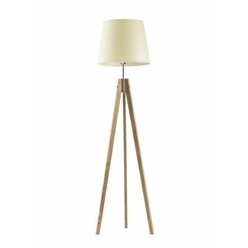 Lampa podłogowa ARUBA abażur ecru stelaż dębowy