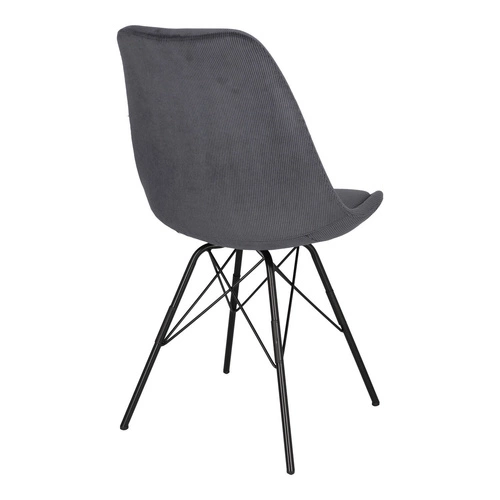 Krzesło tapicerowane Eris sztruks antracytowe do jadalni nowoczesne na czarnych nogach Actona