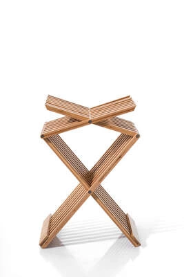 Stołek bambusowy składany 5five simply smart do salonu i przedpokoju, drewniany boho, naturalny