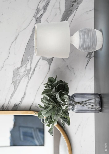 Lampka nocna Ambon nowoczesna ceramiczna szara z abażurem do sypialni CANDELLUX