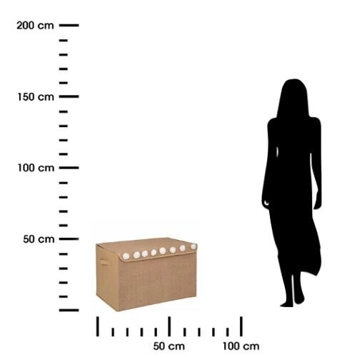 Atmosphera pudełko ozdobne z juty z pomponami 57 cm boho do pokoju dziecięcego