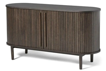 Komoda Meta 140 cm dąb espresso ryflowana na nóżkach do salonu