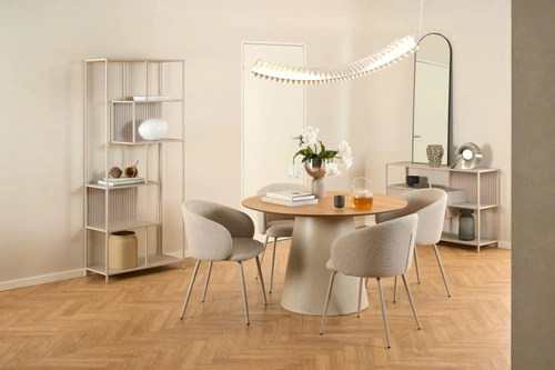 Regał loftowy Seaford II Actona beżowy na książki do salonu 77 cm