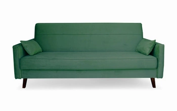 Sofa rozkładana 3 osobowa Izoria z funkcją spania do salonu zielona vintage z pojemnikiem