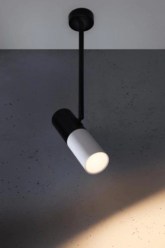 Lampa wisząca Tuba nowoczesna biało-czarna regulowana do kuchni i salonu CANDELLUX