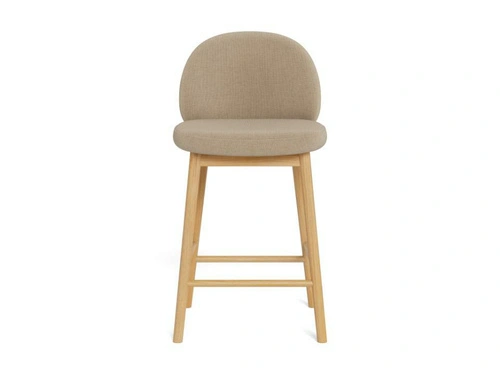 Hoker Sophia beżowy tapicerowany 65 cm do kuchni na dębowych nogach