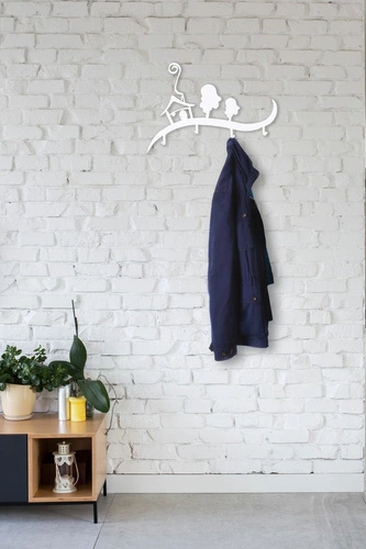 Wieszak ścienny Domek biały Intesi nowoczesny wieszak do przedpokoju na klucze i kurtki