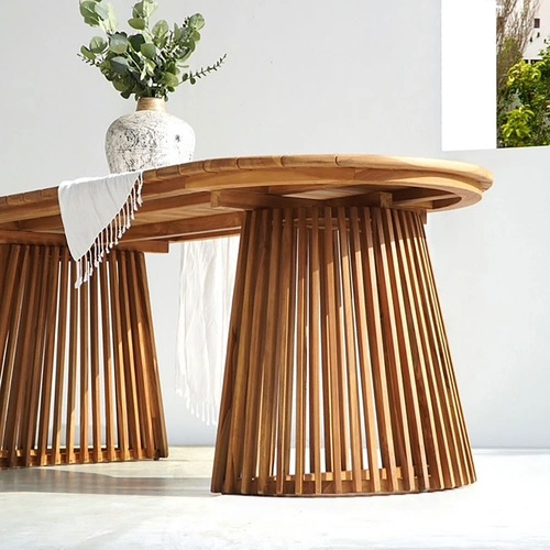 Stół do jadalni Berja owalny 200x90 z drewna tekowego naturalny