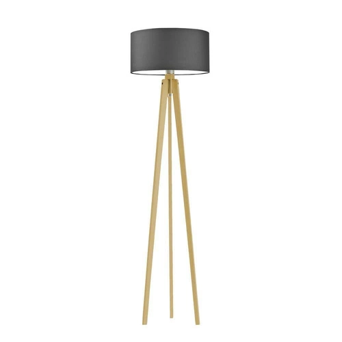 Lampa podłogowa MIAMI abażur grafitowy stelaż dębowy