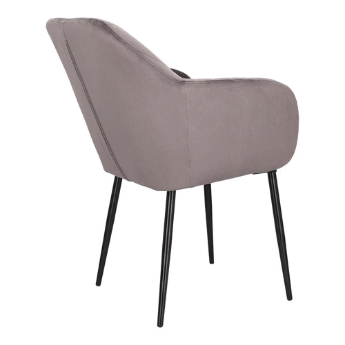 Krzesło tapicerowane welur Emilia Actona szare z podłokietnikami do jadalni nowoczesne