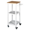 Intesi Bish biały wózek kuchenny dwupoziomowy na kółkach z MDF do kuchni i jadalni
