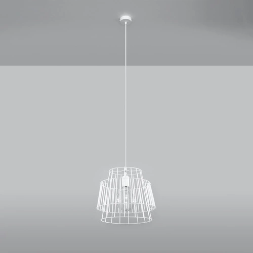 Lampa wisząca Gate biała nowoczesna metalowa do salonu kuchni i nad wyspę 35 cm