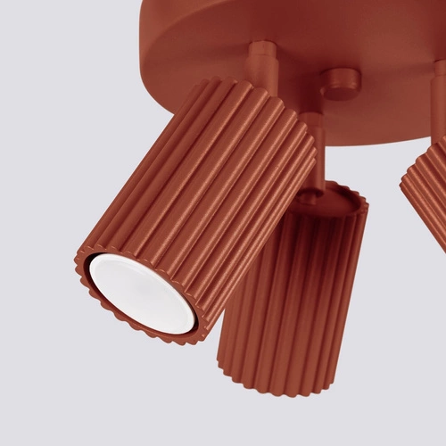 Plafon sufitowy KARBON 3P czerwony minimalistyczny do salonu i sypialni ruchomy klosz