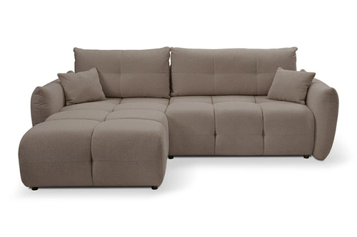 Nowoczesny narożnik z funkcją spania lewy do salonu Bode cappucino z pojemnikiem