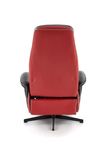 Fotel rozkładany do salonu Marco Intesi z ekoskóry czarno-czerwony nowoczesny relaksacyjny