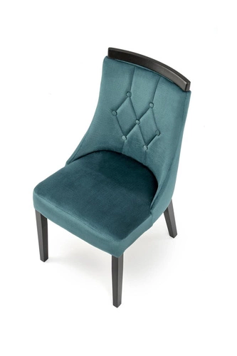 Krzesło do jadalni Andre zielone tapicerowane welur na drewnianych nogach Intesi