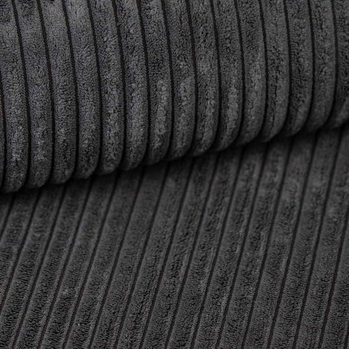 Sofa rozkładana z funkcją spania Ulnes sztruksowa 3 osobowa antracyt do salonu z pojemnikiem