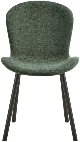 Krzesło Esra zielone tapicerowane do jadalni na czarnych metalowych nogach
