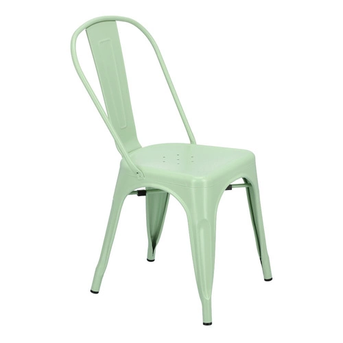 Krzesło metalowe Paris zielone inspirowane Tolix do jadalni i kuchni styl industrialny D2.DESIGN