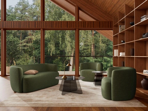 Stolik kawowy Samos 80 cm okrągły szklany dymiony czarny nowoczesny