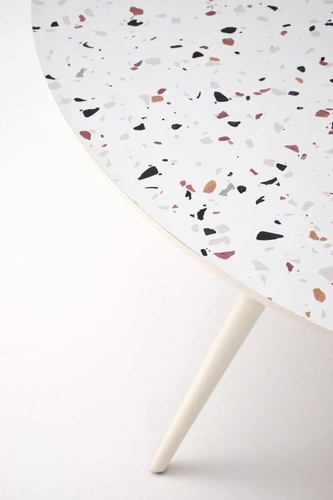 Stół okrągły Reyna 120 cm biały lastryko do jadalni nowoczesny łatwy w czyszczeniu Intesi