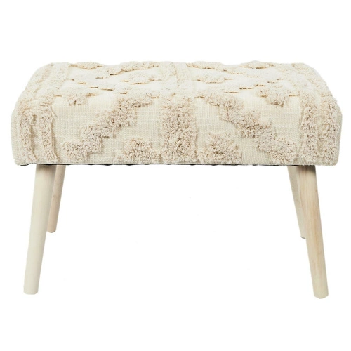 Ławka tapicerowana boho Bali Intesi kremowa drewniana do przedpokoju i sypialni 60 cm