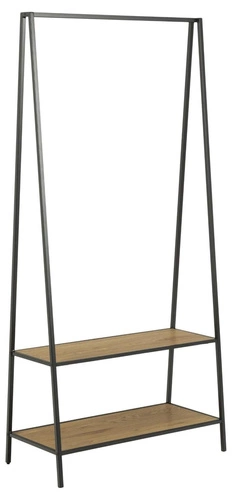 Wieszak stojący Seaford do przedpokoju z półkami na buty dąb czarny nowoczesny Actona