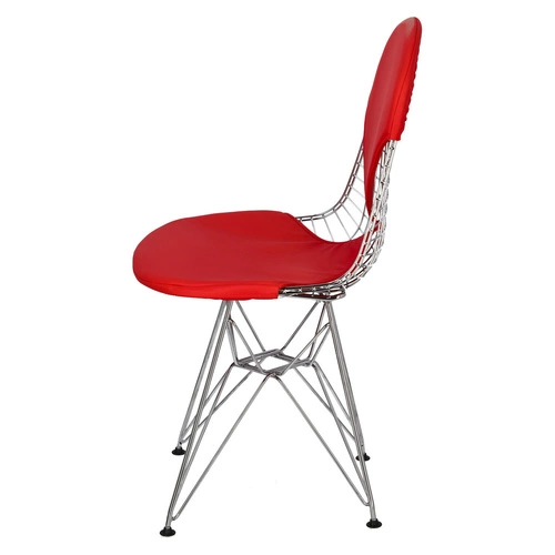 Krzesło metalowe Net Double czerwone do jadalni nowoczesne druciane D2.DESIGN chromowane