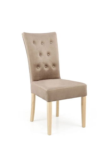 Krzesło tapicerowane welurowe Xsavier Intesi do jadalni beżowe z drewnianymi nogami
