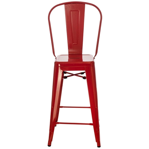 Hoker Paris Back czerwony metalowy z oparciem 66 cm do kuchni industrialny D2.DESIGN