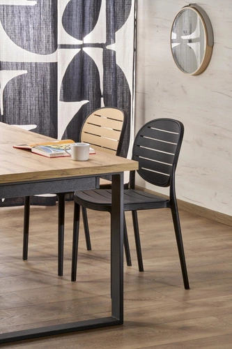 Stół rozkładany do jadalni Vernon dąb wotan czarne nogi nowoczesny 160-310 cm