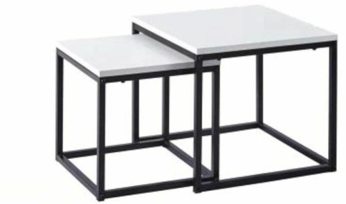 Zestaw 2 kwadratowych stolików kawowych Davina biały nowoczesny loft do salonu Intesi 50x50 cm