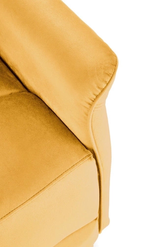 Fotel rozkładany Karlin Velvet uszak do salonu welurowy musztardowy z USB elektryczny Intesi