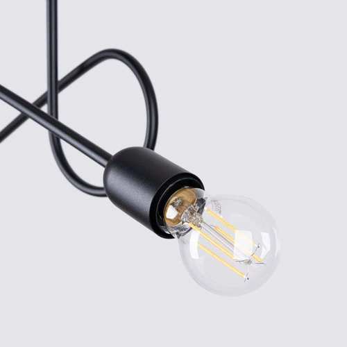 Żyrandol LOOP 2 czarny minimalistyczny do salonu i sypialni metalowy SOLLUX LIGHTING