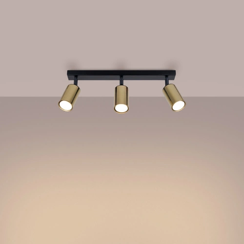 Nowoczesny plafon sufitowy WINX 3 czarny złoty stalowy do salonu i sypialni 45 cm