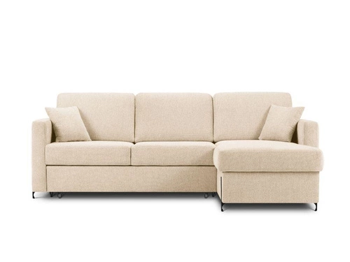 Narożnik z funkcją spania Gabriel Beige Structured Fabric prawostronny