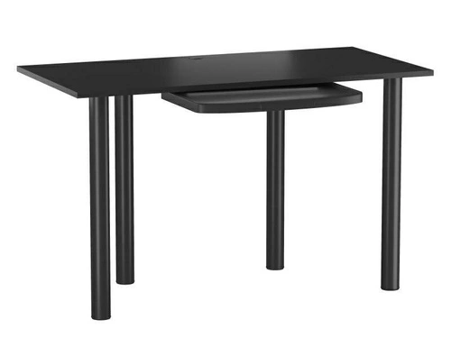 Biurko do pracy Lenore czarne nowoczesne z regulacją wysokości i półką na klawiaturę 120x60 cm