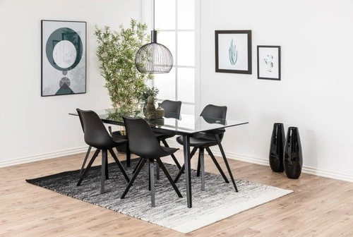 Stół szklany Monti Actona nowoczesny do jadalni 180x90 cm transparentny czarne nogi