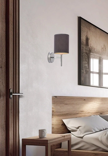 Kinkiet ścienny Yan nowoczesny chrom z grafitowym abażurem do salonu i sypialni CANDELLUX