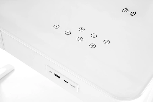 Biurko nowoczesne białe z regulacją wysokości i szufladami Alembe Intesi do pracy 120x60 cm