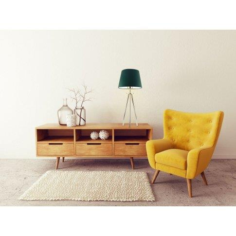 Lampka nocna BERGEN niebieska z abażurem metalowa nowoczesna do sypialni lub salonu 50 cm