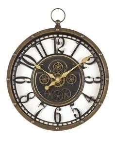 Zegar ścienny industrialny Meca Atmosphera postarzałe złoto Ø 27 cm do salonu lub biura