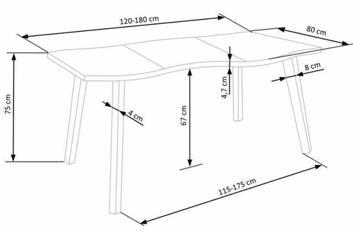 Stół rozkładany Sonik do jadalni i kuchni, dąb naturalny, czarne nogi, nowoczesny Intesi 120–180 cm