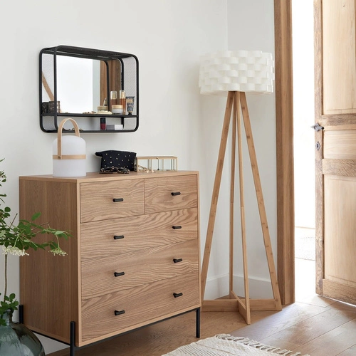 Lampa stojąca do salonu Moki Atmosphera biała bambusowa skandynawska z abażurem 150 cm